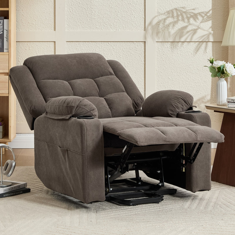 Fauteuil inclinable Power Lift avec massage et chaleur pour les personnes âgées, Brun