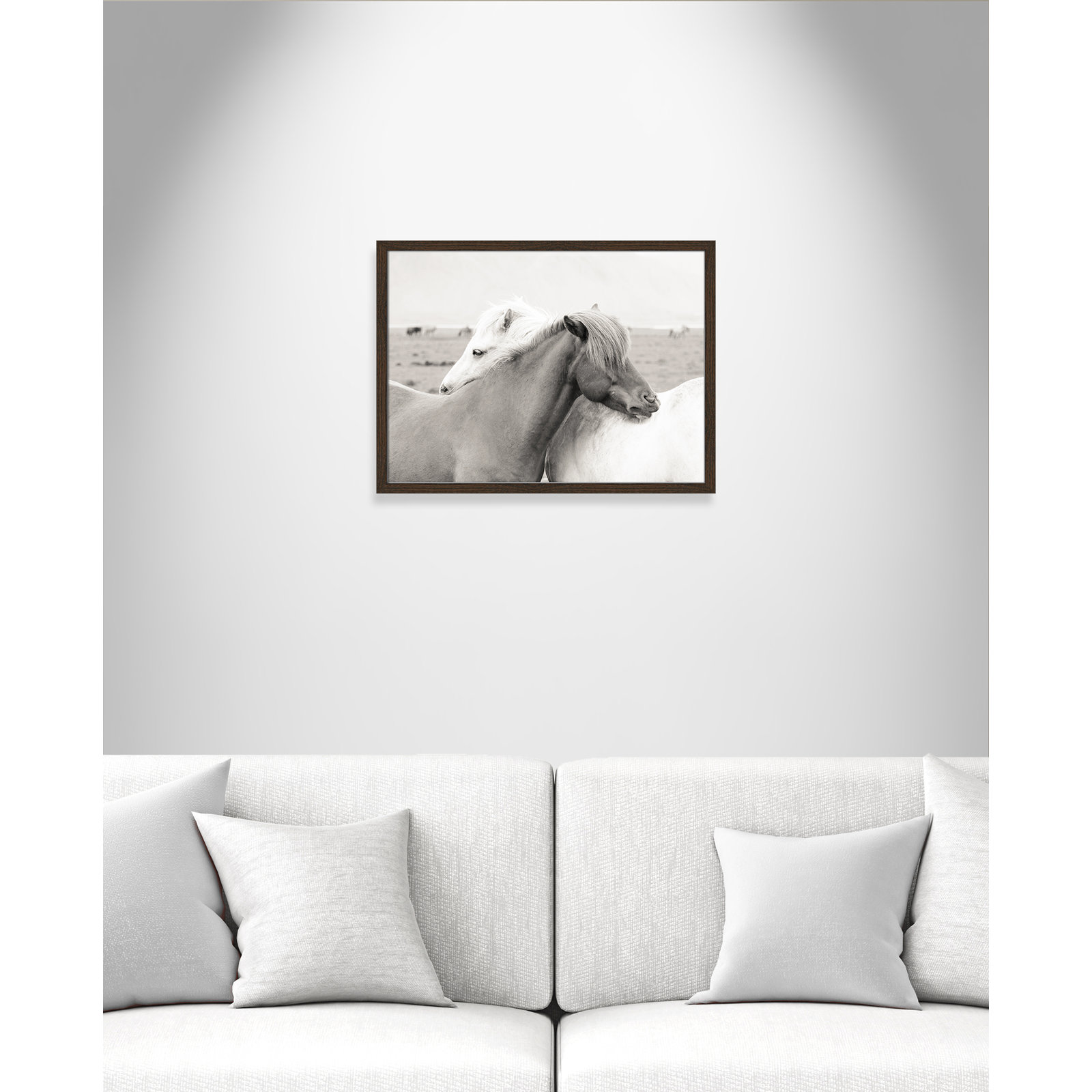 Melanie "Icelandic Meadow Horses" Print, 17" H x 23" W x 0.75" D, Walnut Wood Grain Framed