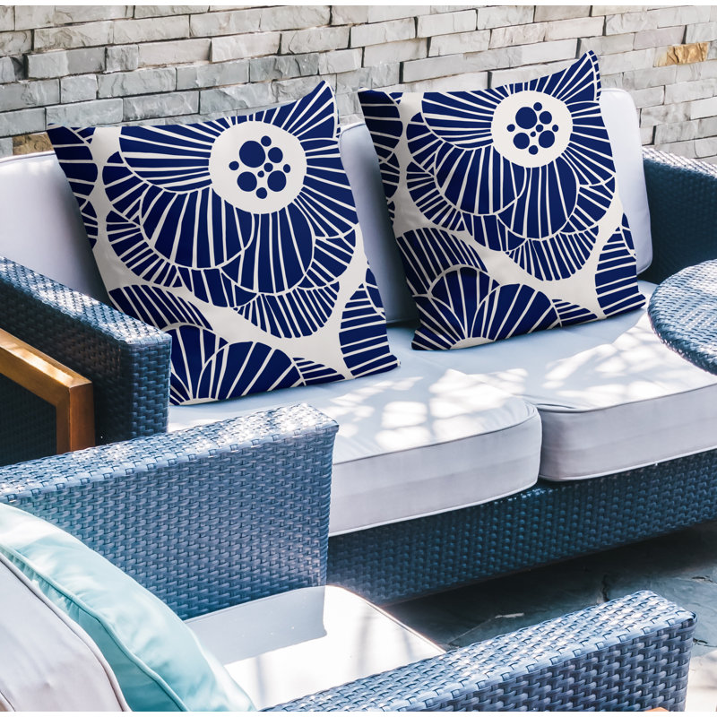 Housse et insert de coussin décoratif intérieur / extérieur en mélange de polyester, L 17 po x H 17 po, Bleu marine