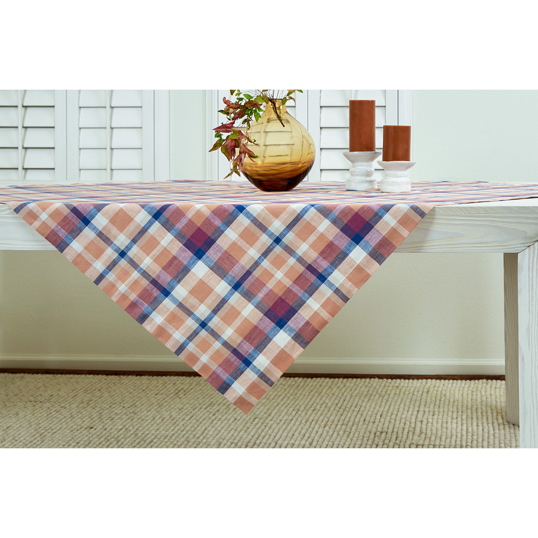 Solino Home Fall Flavors Madras - 100% Pure Linen Table Throw | Wayfair