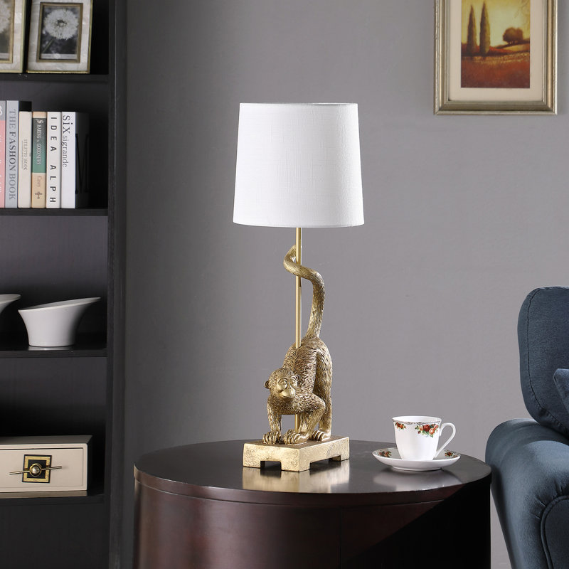 Lampe de table en polyrésine 24 po, Blanc doré