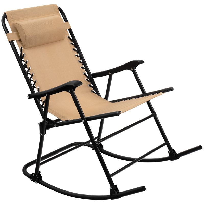 Chaise berçante d'extérieur en métal Barthelus, Beige