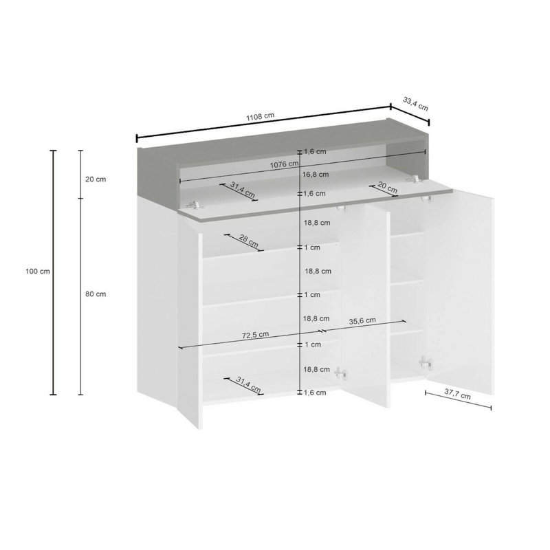 15 Pair Shoe Storage Cabinet, Black