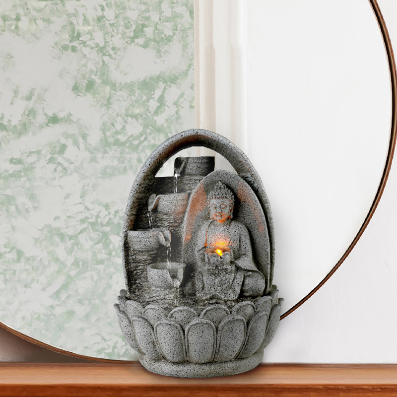 Weather Resistant Sculptural Fountain with Light