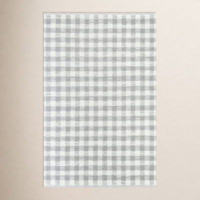 Lavande Plaid Wool Area Rug in Gray/White/Light Gray