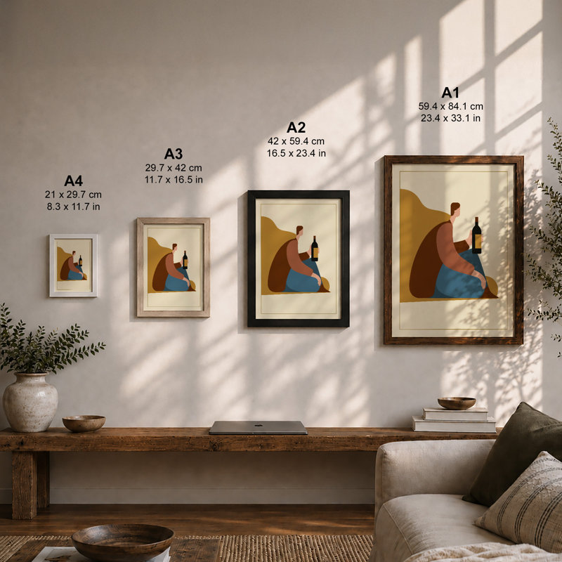 Solitary Reflection Modern - Framed Print, A3 - 42.0 x 29.7 cm, Black