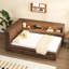 Lit de jour double avec rangement, DEL et lit gigogne - rangement en bois de style moderne avec option de lit élégant-796180180