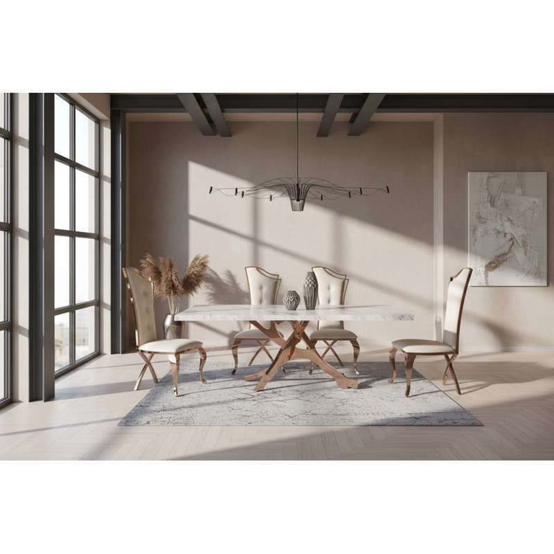 Chaise d'appoint rembourrée Daved, Beige/Or