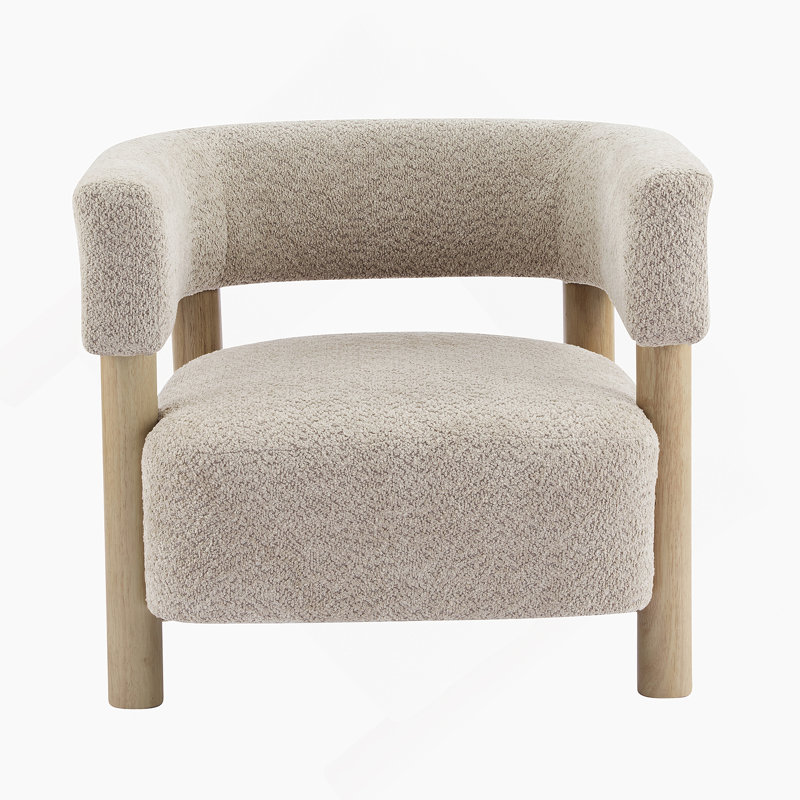 Fauteuil d'appoint rembourré Boucle, Bois naturel
