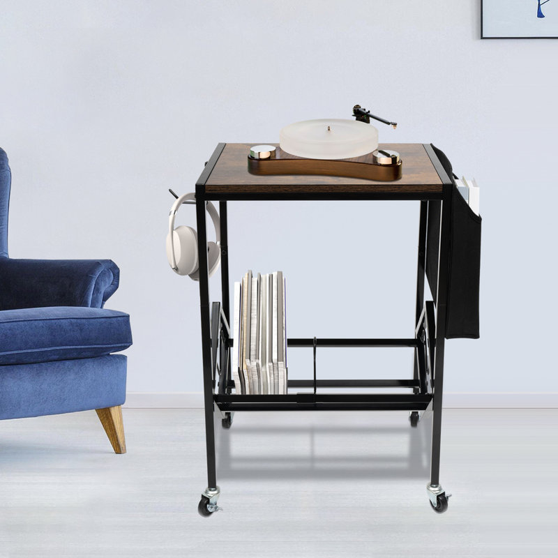 2-layer 25.7"H Record Storage Rack with Wheels