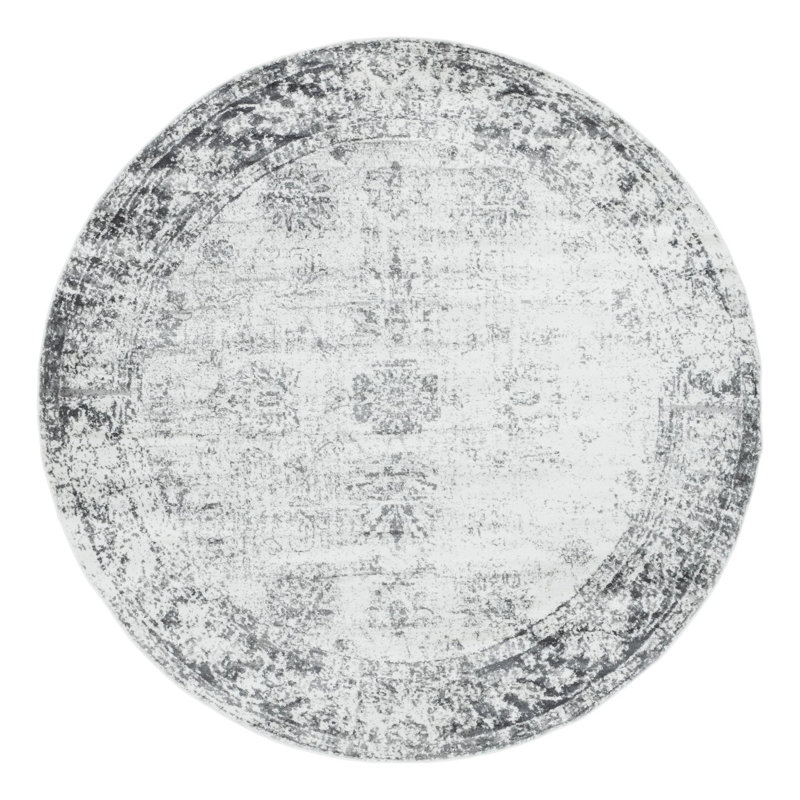 Tapis à motifs floraux Brandt, Non, Grey, Rond 10pi