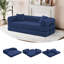 Canapé-lit convertible avec oreiller cylindrique, canapé-lit pliant en velours côtelé avec structure de forme fixe, canapé-lit de salon pour salon, chambre à coucher, studio de détente (bleu)-1674584797
