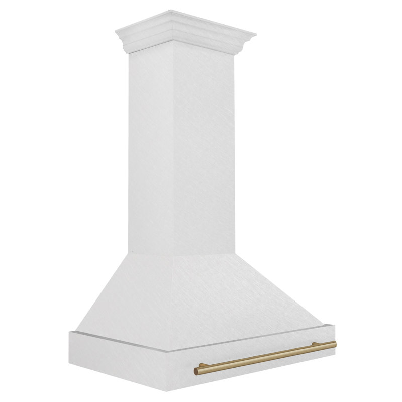 ZLINE Autograph Edition 36 in. Satin Stainless Steel Wall Mount Range Hood with Handle, Champagne Bronze