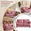 Jolie causeuse compacte en chenille avec accoudoirs floraux pour petits espaces-723829318