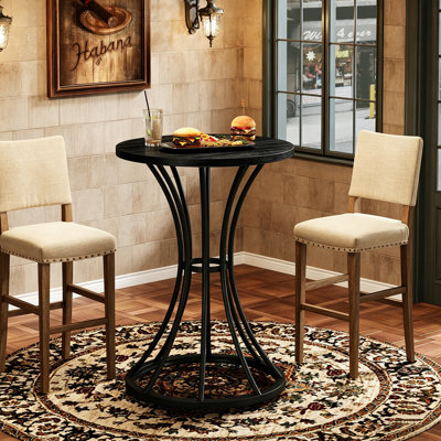 Table de bar 37,4 po de hauteur, table de pub ronde avec base en métal incurvée (noir)