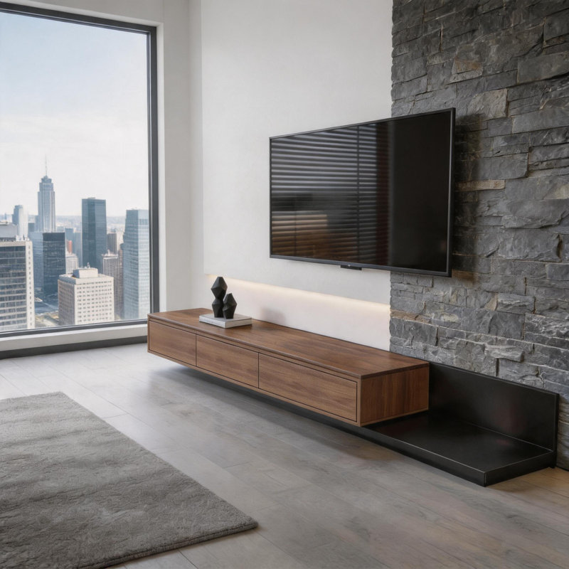Extendable TV Cabinet with 3 Drawers | Adjustable Width 200-330cm | tv unit in Walnut, Grey & Dark Walnut for 75-100" TVs for Living Room & Bedroom  Modern Minimalist Style