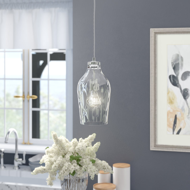 Brushed Nickel Mini Pendant with Clear Glass Shade