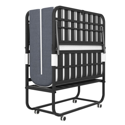 75 - Inch Long Folding Bed For Tall Individuals, 5 Memory Foam Mattress, 450lbs Heavy Duty Capacity, Space Saving, Ideal Office 75" Extra Twin People, 5" Metal Frame, Foldable And Rollable, Quick