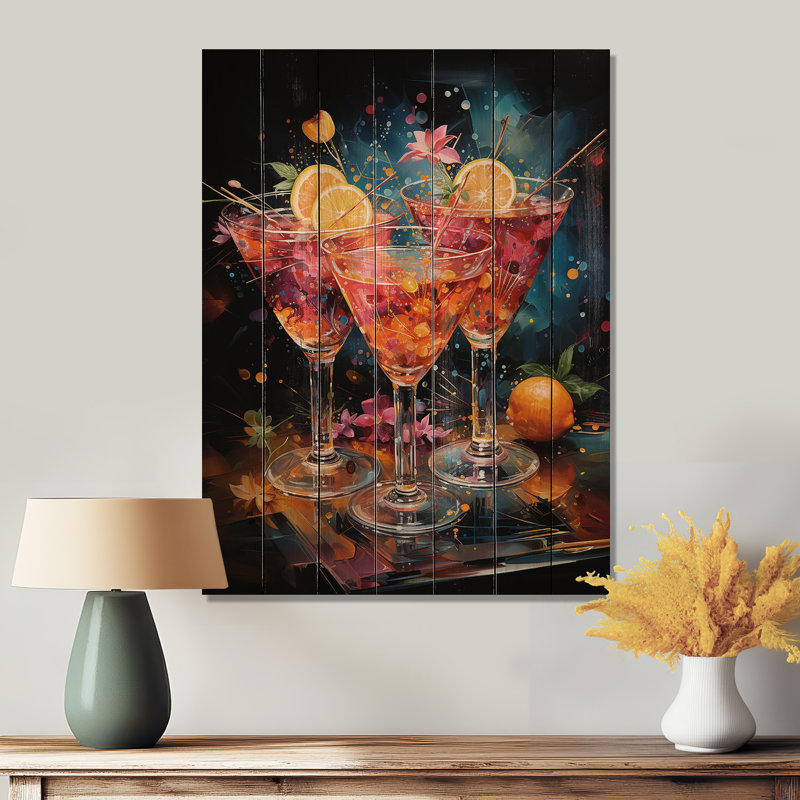 Cocktail Confetti II sur impression sur bois, H 32 po x l 24 po x P 0,78 po