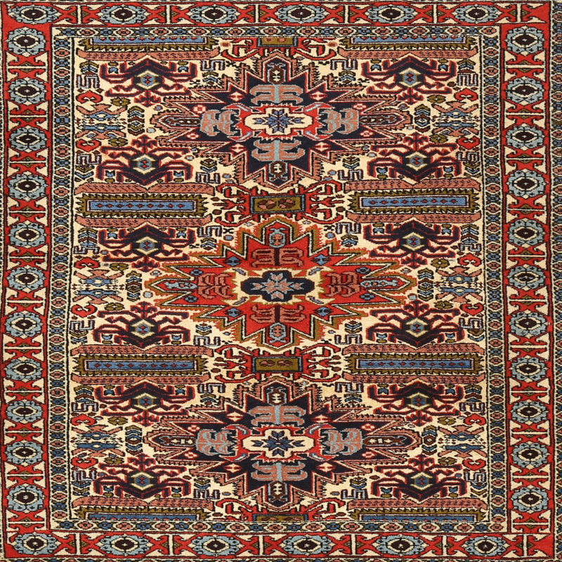Tapis oriental oriental / noir / crème, Rond 8 pi