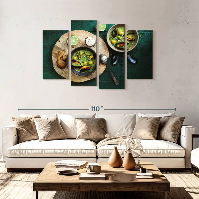 Yarlin Mussel And Spinach Soup, 48" H x 75" W