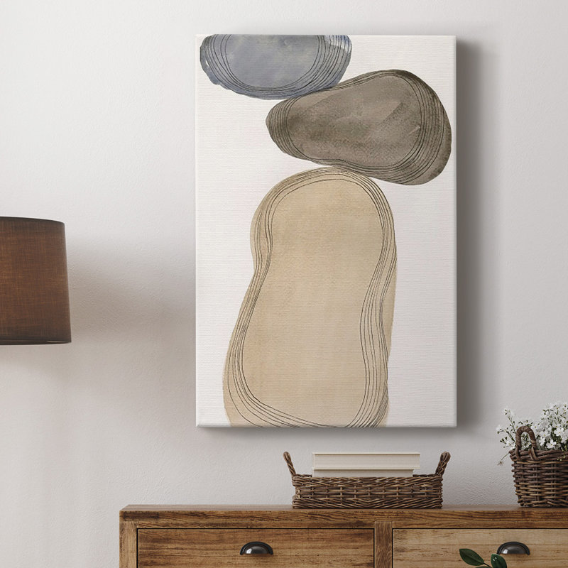 River Rocks Contour I, toile tendue avec châssis de qualité supérieure - prête à être accrochée, H 12 po x l 8 po x P 1 po