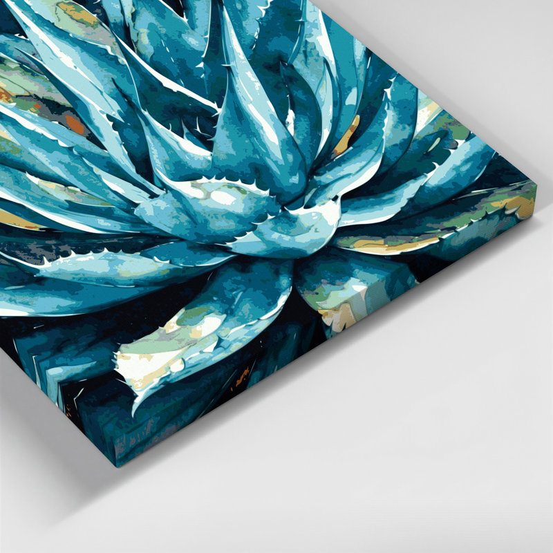 «Southwestern Plants Agave Plant 151», art mural sur toile bleue, H 32 po x l 32 po