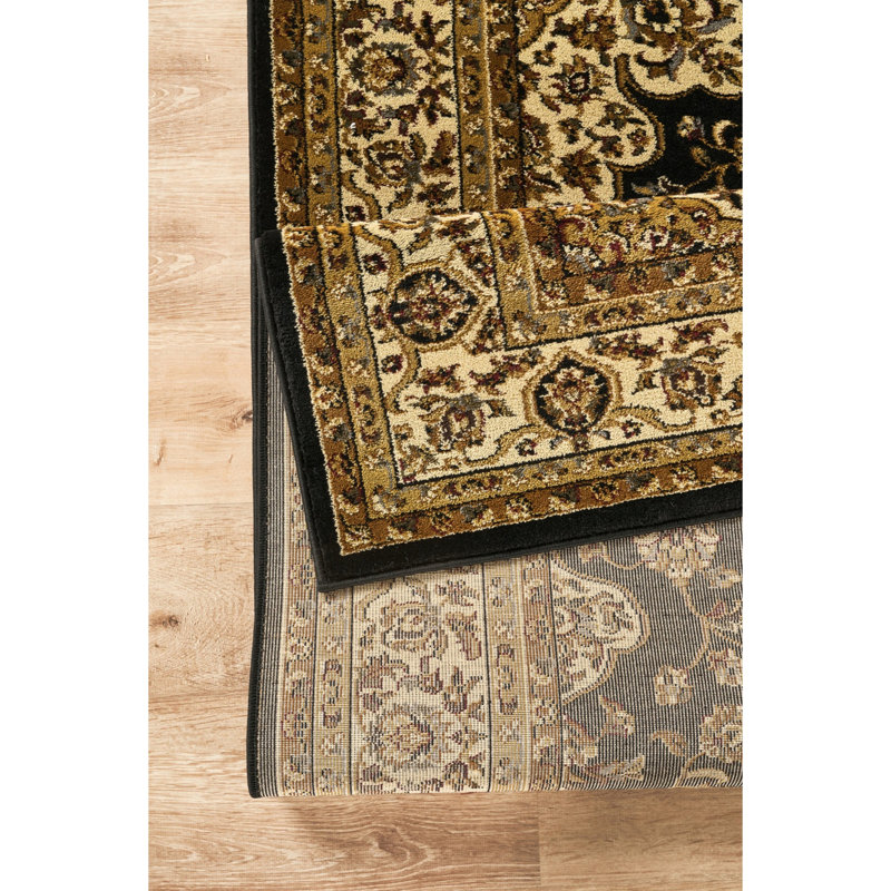 Tapis contemporain d'intérieur, Noir, Tapis de couloir 2 pi 7 po x 7 pi 3 po