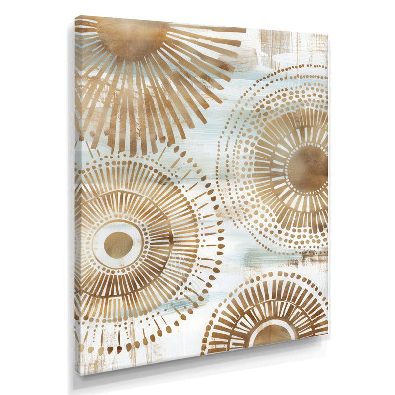 Or blanc et beige mandala bohémien simplicité III - décoration murale mandala boho, Toile tendue, H 12 po x l 20 po