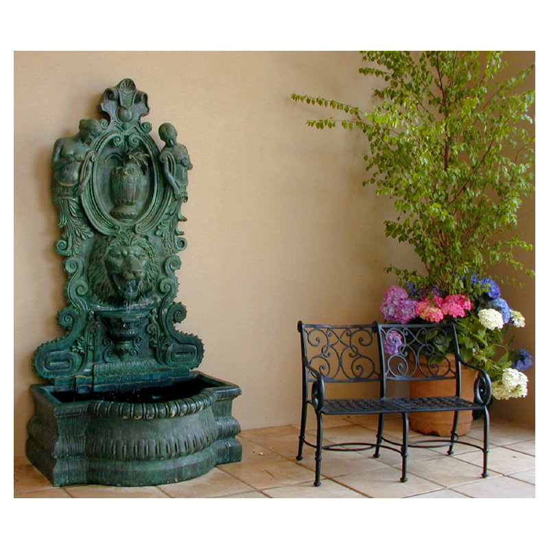 Bronze Lion Head & Nymphs Fountain