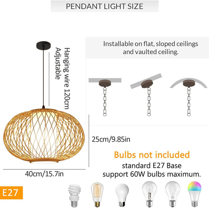 Luminaire suspendu en bambou Rustic Farmhouse