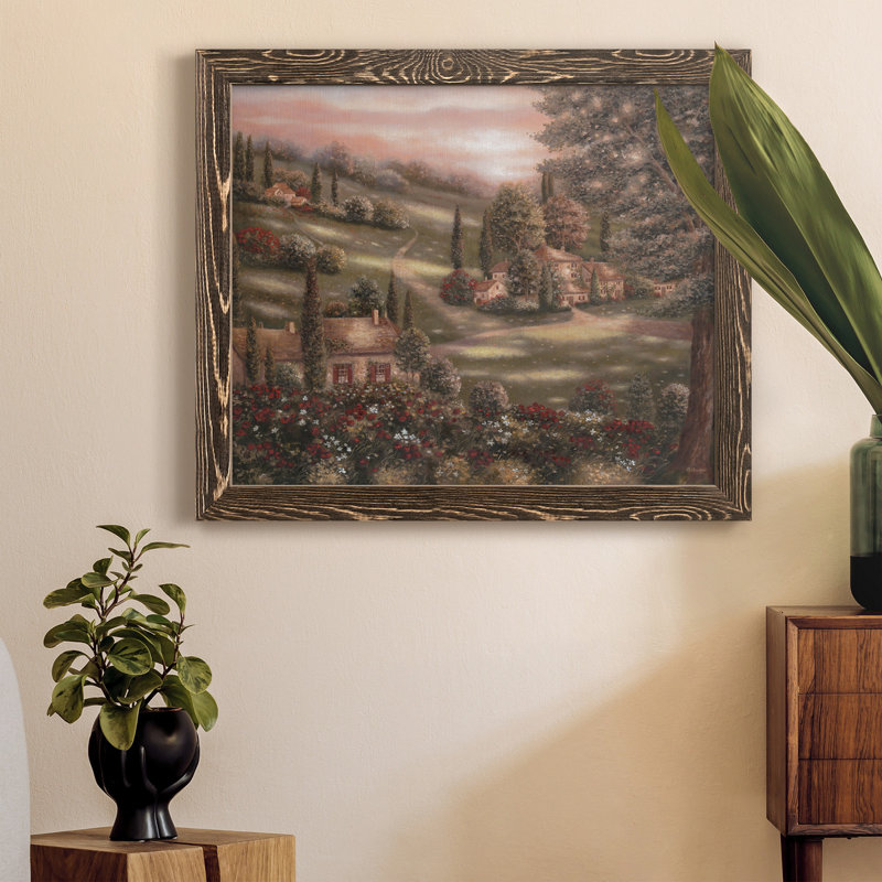 Evening / Tuscany I - Cadre photo, impression sur toile, H 24 po x l 18 po x P 1,5 po, Noyer