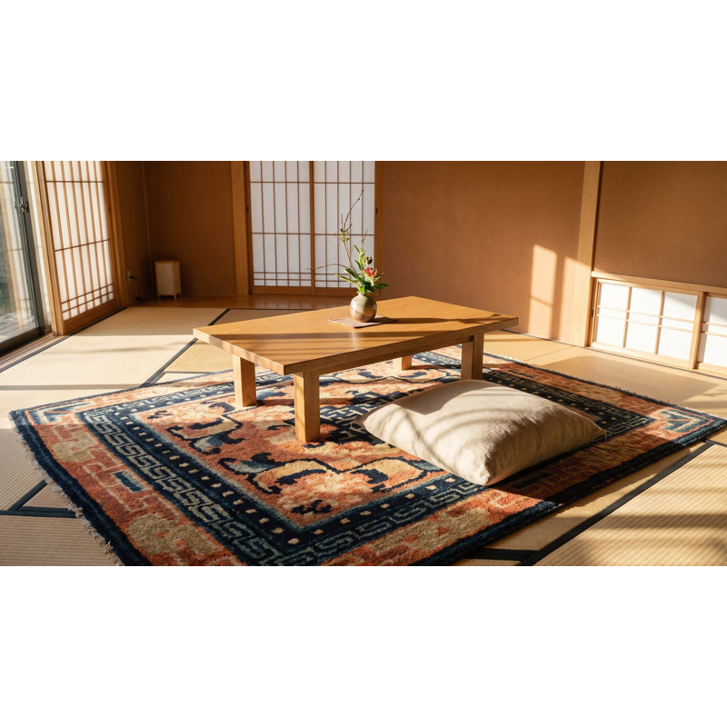 Antique Chinese - Ningxia Chinese Geometric Knotted Rug
