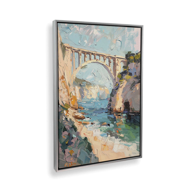 «Bridging Hues On Canvas» par Azure Artisanal Studio, reproduction, Cadre flottant en chrome poli