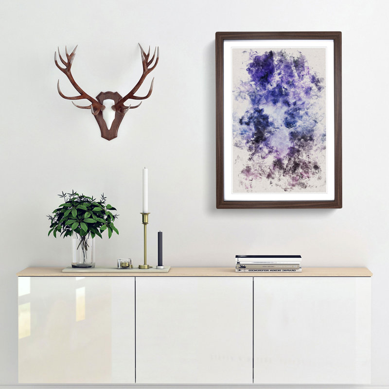 Purple Clouds - Picture Frame Painting Print, 45cm H x 33cm W x 2cm D, Walnut Framed