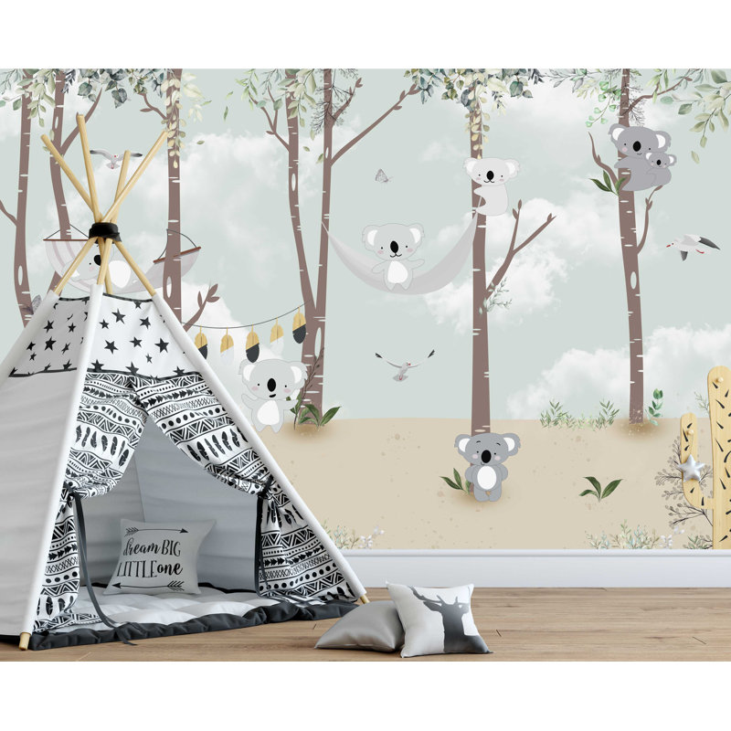 Papier peint mignon avec imprimé de panda, L 114 po x l 172 po