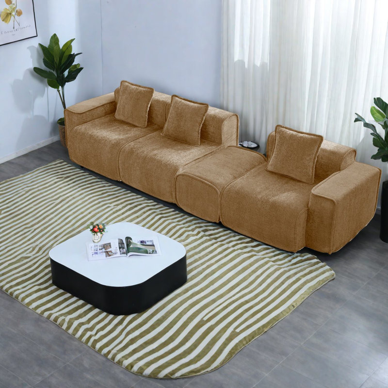 Canapé modulaire en L avec repose-pieds 3 places Contemporary
