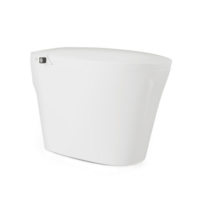 Hugo H Power Flush Tankless Toilet 7" Back Outlet 1 GPF Non-Electric Toilet With Integrated Tank And Manual Bidet In Glossy White