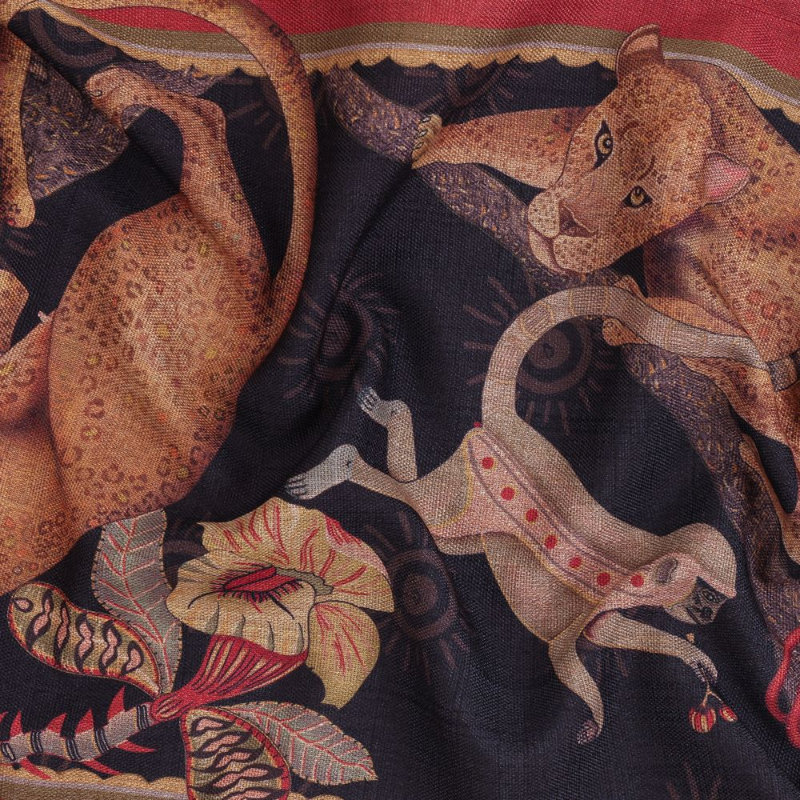Monkey Tales Table Runner - Linen, 94" L, Night