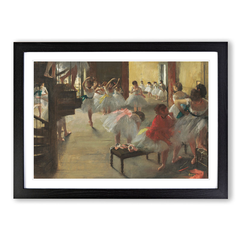 The Ballet Ballerina Dancers in Class by Edgar Degas - Picture Frame Painting on MDF, 27cm H x 36cm W x 2cm D, Black