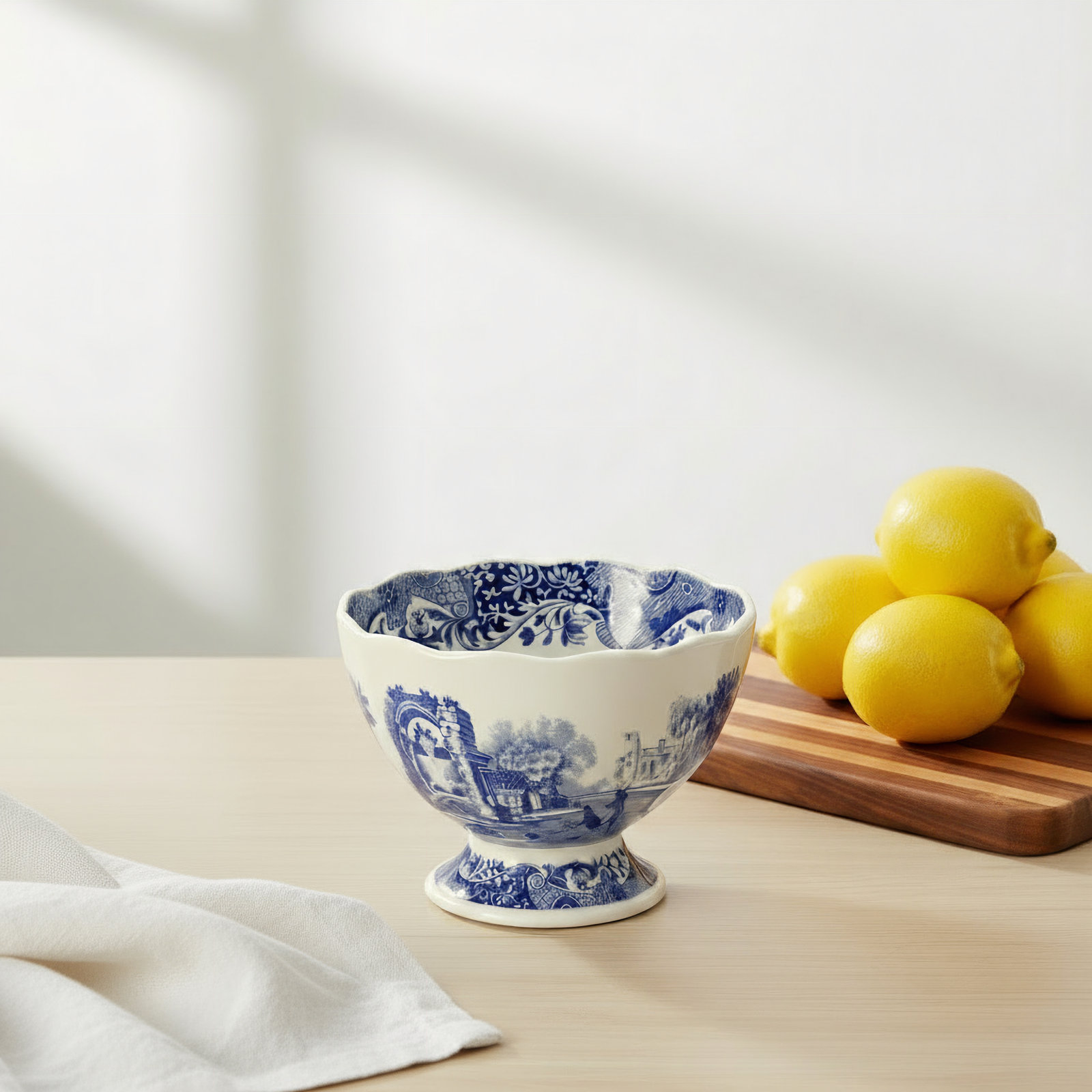 Spode Blue Italian Footed Bowl 4.75"