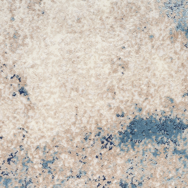 CK022 Infinity  Abstract Ivory/Gray/Blue Area Rug, Rectangle 9'9" x 12'