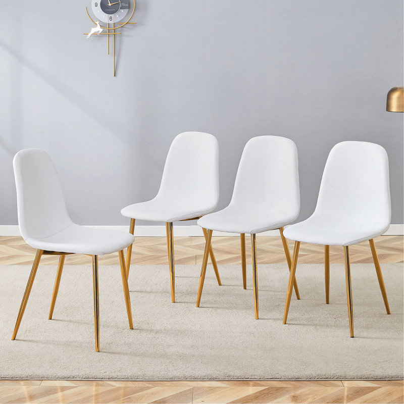 Chaise de luxe simple en lin avec structure en métal à haute résilience et pieds en métal