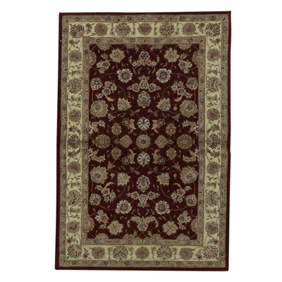 Tapis ivoire et vin de haute qualité noué à la main