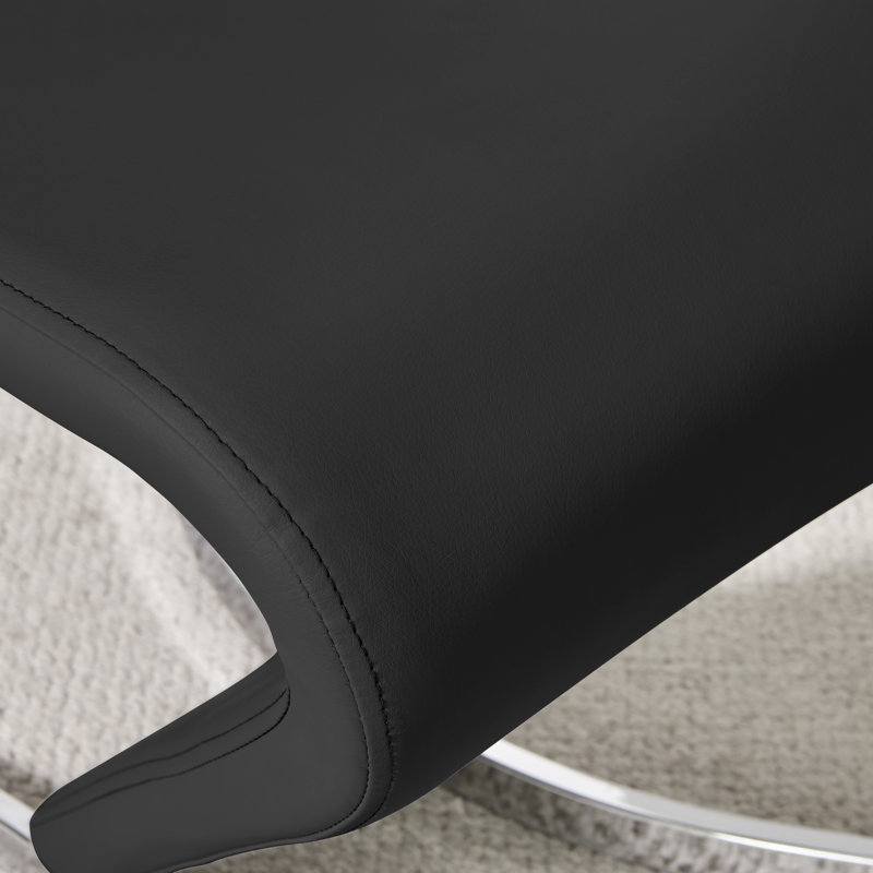 Wilhelm Faux Leather Chrome Feet 'Z' Leg Dining Chairs Modern Design, Black
