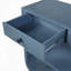 Console moderne avec 3 tiroirs et 2 tablettes, base en bois massif, bleu