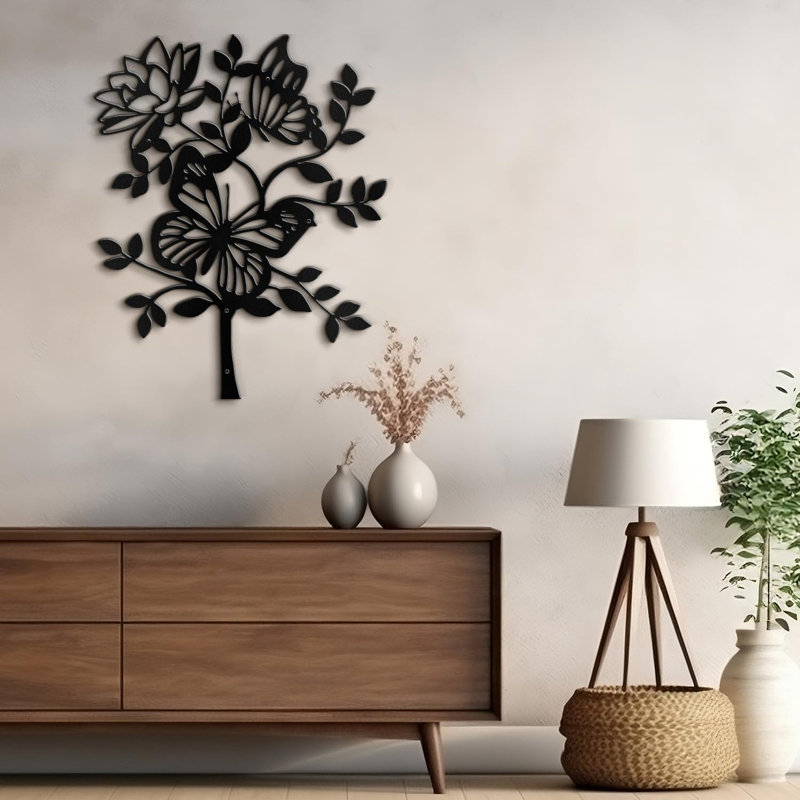 Décoration murale en métal, Noir, H 36 po x l 24 po x P 0,05 po