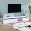 Meuble télé avec 2 tablettes en verre, grand espace de rangement pour téléviseur de 105 po ou moins, meuble télé polyvalent avec lumières à DEL changeant de couleur pour le salon