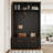 4-In-1 Hall Tree With 6 Golden Hooks, Wood Grain Bench With Multiple Storage Space, Entryway Coat Rack With 2 Drawers