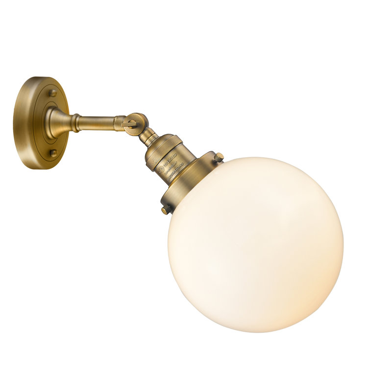 Clementina Dimmable Bath Sconce, Matte White Cased, Brushed Brass, Bulb Not Included